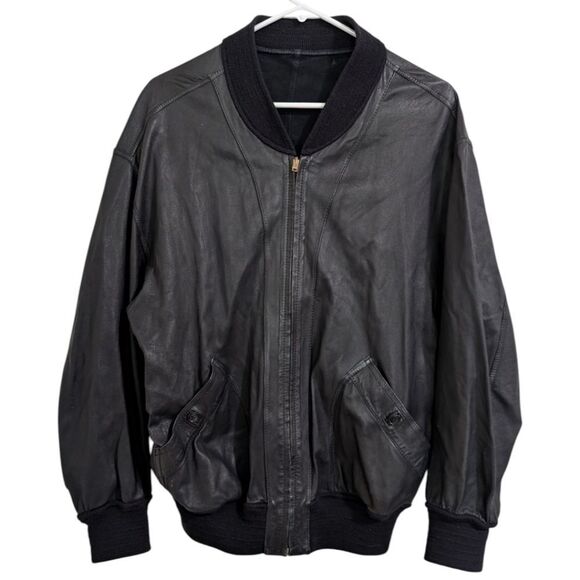 Bally 90's Italy Reversible Black Leather/Suede Bomber Jacket - Men's 38, Medium - Picture 2 of 11